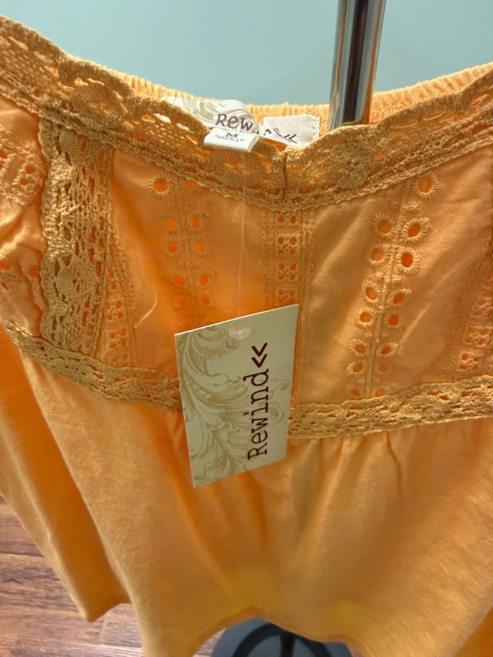 Rewind Orange Eyelet Lace Tank Top - Picture 6 of 6